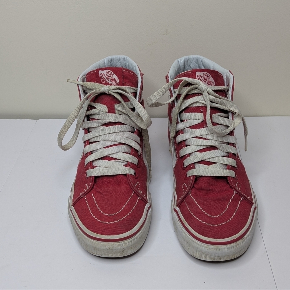 Vans Red Hightop Sneakers 6 Women - Picture 3 of 6